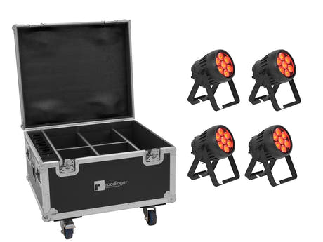 EUROLITE Set 4x AKKU IP PAR 7 QCL CRMX MK2 + Koffer mit Ladefunktion