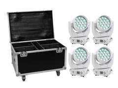 EUROLITE Set 4x LED TMH-X4 weiß + Case mit Rädern