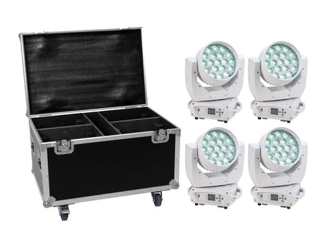 EUROLITE Set 4x LED TMH-X4 weiß + Case mit Rädern