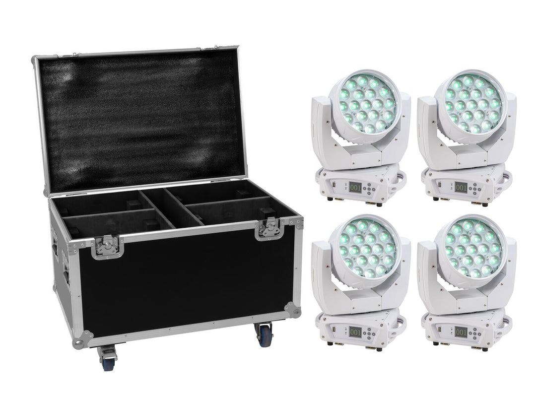EUROLITE Set 4x LED TMH-X4 weiß + Case mit Rädern
