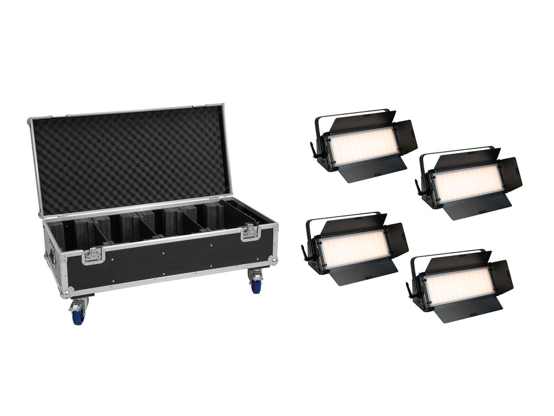 EUROLITE Set 4x LED PLL-576 CW/WW Panel + Case mit Rädern