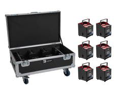 EUROLITE Set 6x AKKU UP-4 QCL Spot QuickDMX MK2 + Flightcase mit Rädern und Ladefunktion