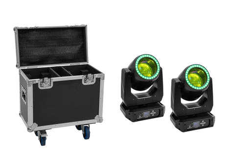 EUROLITE Set 2x LED TMH-B120 Hypno Moving Head Beam + Flightcase with wheels