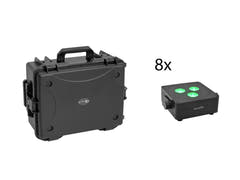 EUROLITE Set 8x AKKU IP Flat Light 3 bk + Kunststoff case mit Trolley