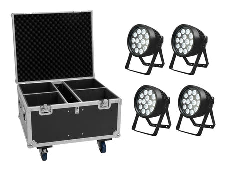 EUROLITE Set 4x LED IP PAR 14x8W QCL + Flugcase