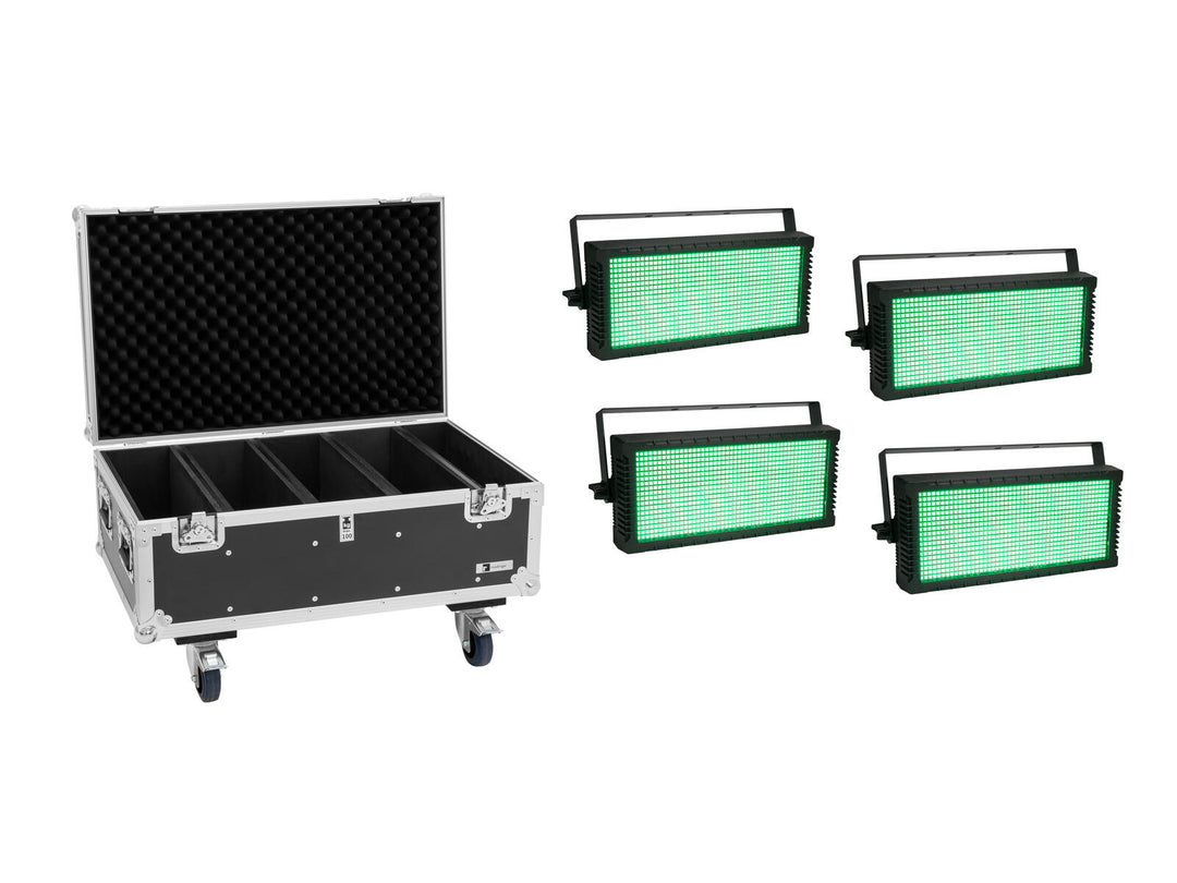 EUROLITE Set 4x LED Stroboskop SMD PRO 864 DMX RGB + Flightcase