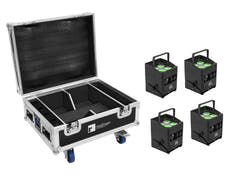 EUROLITE Set 4x AKKU IP UP-4 QCL Spot QuickDMX MK2 + Flightcase mit Rädern und Ladefunktion