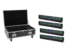 EUROLITE Set 4x LED BAR-8 SWING QCL bar + Flightcase mit Rollen