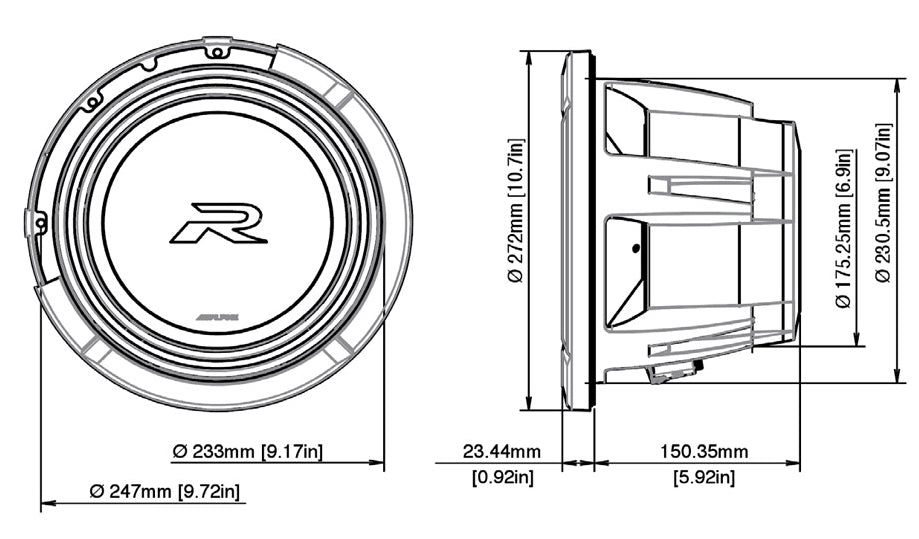 Alpine R2-W10D2 Type-R-Subwoofer 10" 2 Ohm