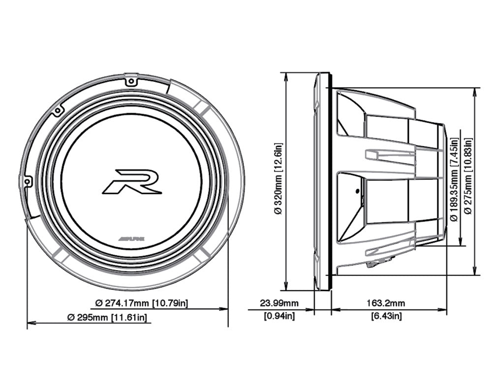 Alpine R2-W12D2 Type-R Subwoofer 12" 2 Ohm