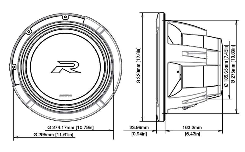 Alpine R2-W12D4 Type-R-Subwoofer 12" 4 Ohm