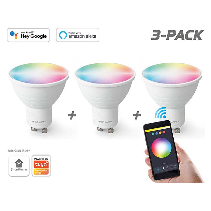 Caliber GU10 Smart Home 3er-Pack LED-Glühbirnen weiß/multi