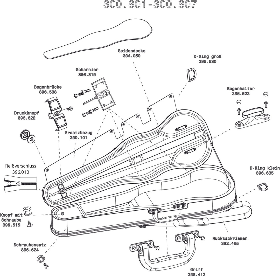 GEWA Rucksack Montage Formgeformtes Geigen/Viola Case - 2 Rucksackgurte