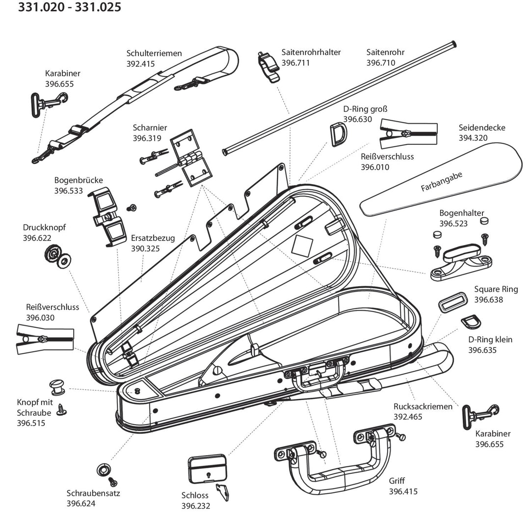GEWA Rucksack Montage Formgeformtes Geigen/Viola Case - 2 Rucksackgurte