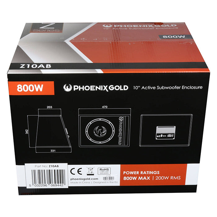 Phoenix Gold 10" aktiver Subwoofer mit Kabeln & Fernbedienung