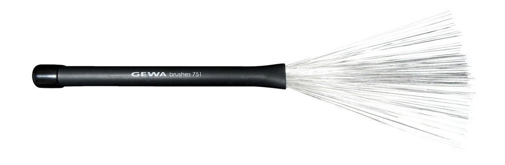 GEWA Jazzbrushes aus Stahl mit schwarzem Gummigriff, ausziehbar