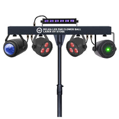 LIGHT4ME T-BAR LED PAR Blütenkugel Laser UV Strobe Diskobeleuchtung Multieffekt