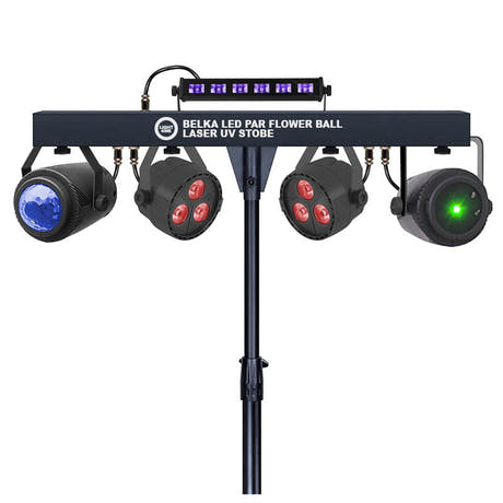 LIGHT4ME T-BAR LED PAR Blütenkugel Laser UV Strobe Diskobeleuchtung Multieffekt