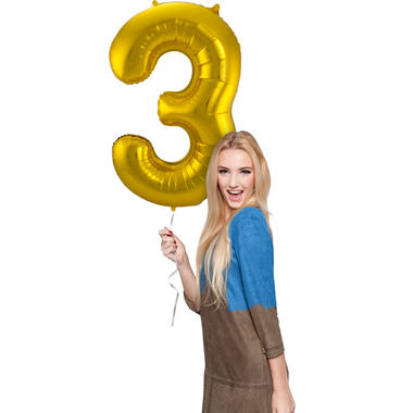 3 Geformter Zahlenfolienballon (Gold, 86 cm)