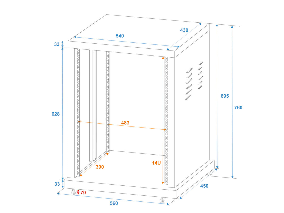 ROADINGER Stahl-Rack SR-19, 14U