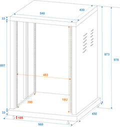 ROADINGER Stahl-Rack SR-19, 18U
