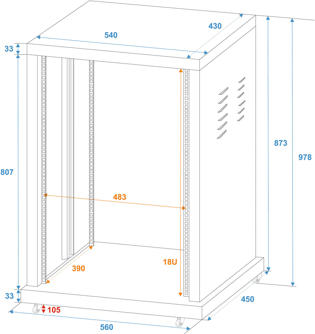 ROADINGER Stahl-Rack SR-19, 18U