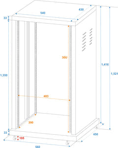 ROADINGER Stahl-Rack SR-19, 30U