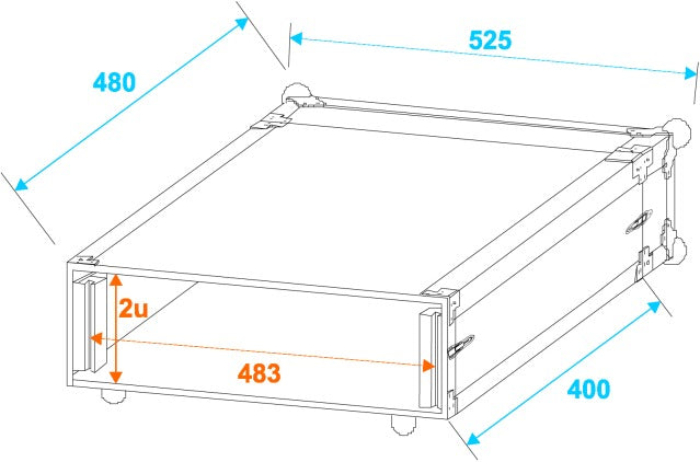 Roadinger Effect Rack CO DD 2 Einheit (40cm Tiefe)