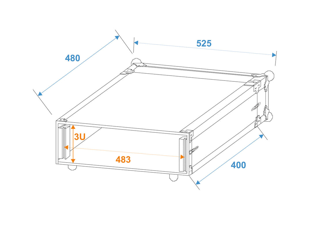 ROADINGER Effect Rack CO DD, 3U, 40cm tief, schwarz