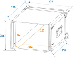 ROADINGER Effect Rack CO DD, 6U, 24cm tief, schwarz