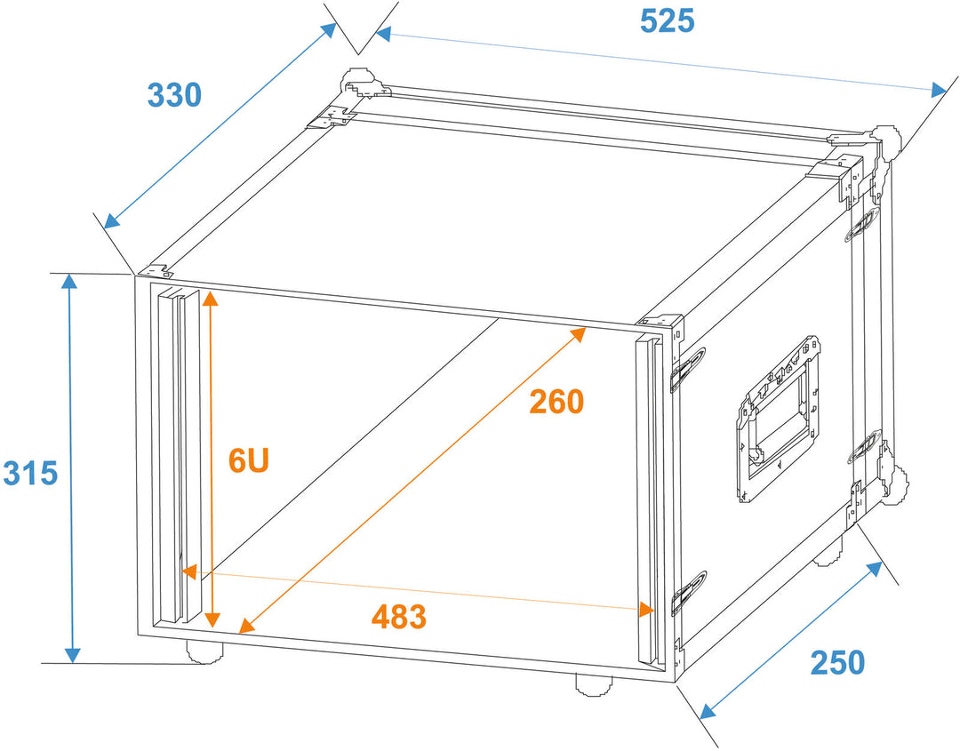 ROADINGER Effect Rack CO DD, 6U, 24cm tief, schwarz
