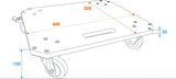 Wheel board MDF, 4x castors (2x brake)