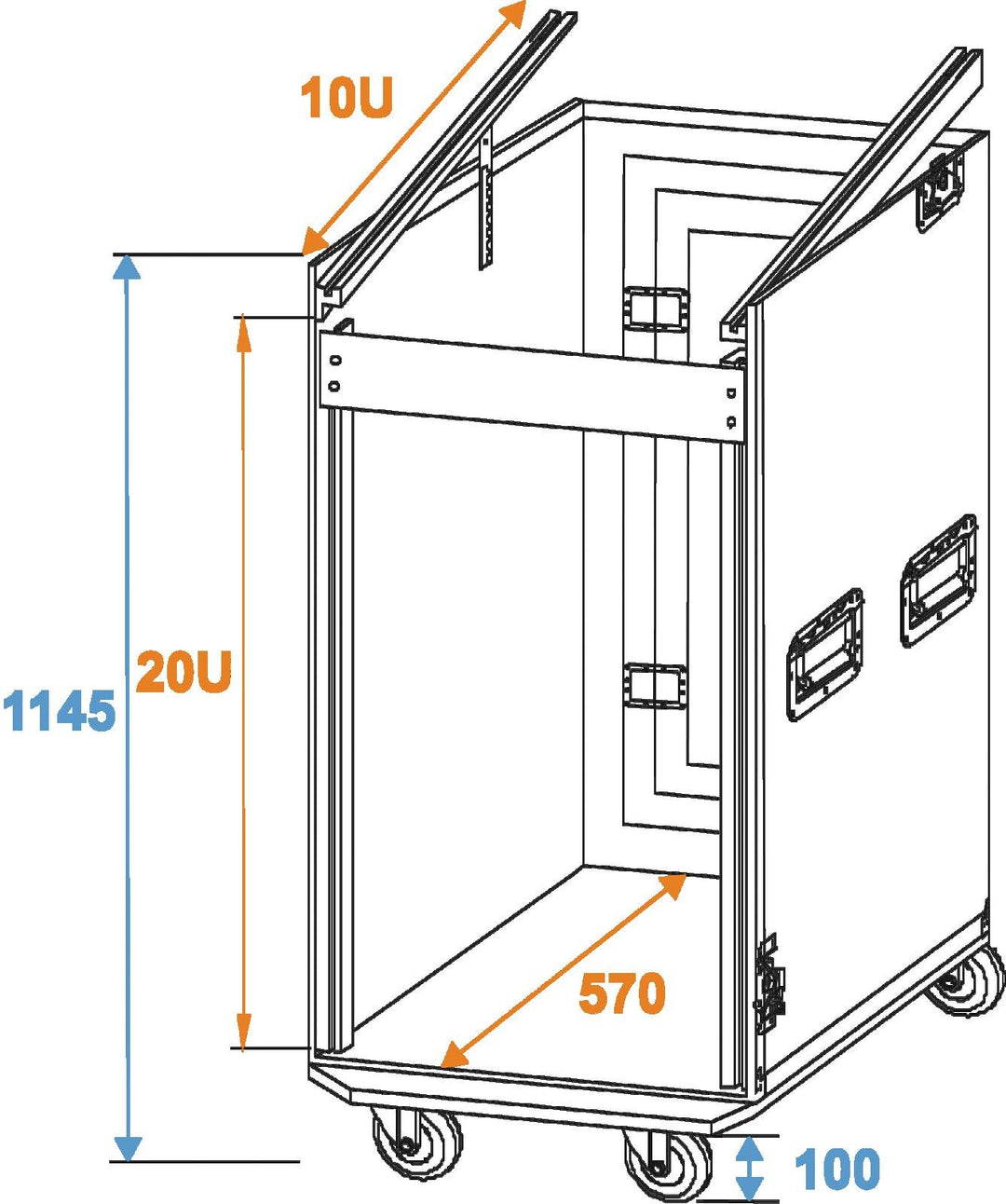 Roadinger Combo Case Pro 20U m. Rollen
