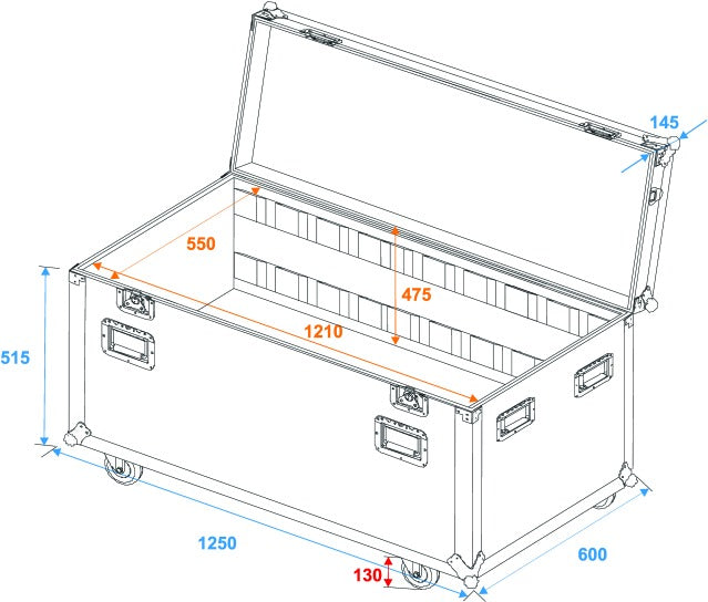 Tour Case with wheels (W:125 x D:60 x H:78cm)