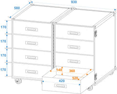 ROADINGER DD-2 Universelles Roadie-Case mit zwei Schubladen