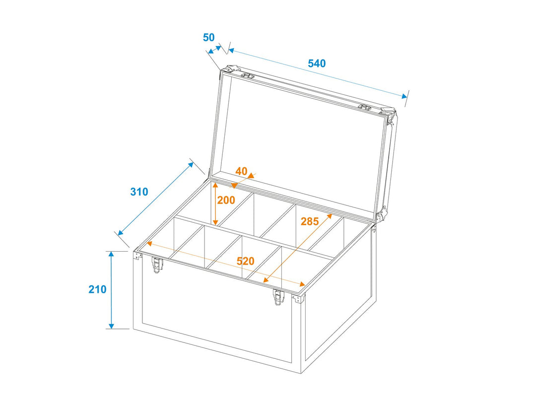 Roadinger Flightcase m. Schaumstoffunterteilung (53,8 x 29 x 28cm)