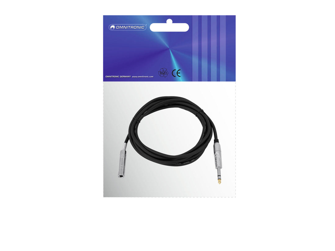 OMNITRONIC Jack-Verlängerung 6.3 Stereo 3m bk