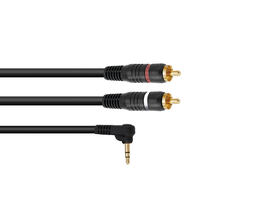 OMNITRONIC Adapterkabel 3.5 Jack 90°/2xRCA 1.5m bk