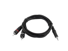 OMNITRONIC Adapterkabel 3.5 Jack/2xRCA 1.5m bk