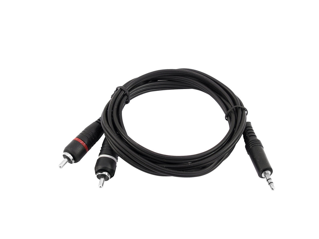 OMNITRONIC Adapterkabel 3.5 Jack/2xRCA 1.5m bk