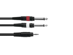 OMNITRONIC Adapterkabel 3.5 Klinke/2xKlinke 3m bk