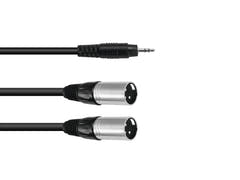 OMNITRONIC Adapterkabel 3.5 Klinke/2xXLR(M) 3m bk