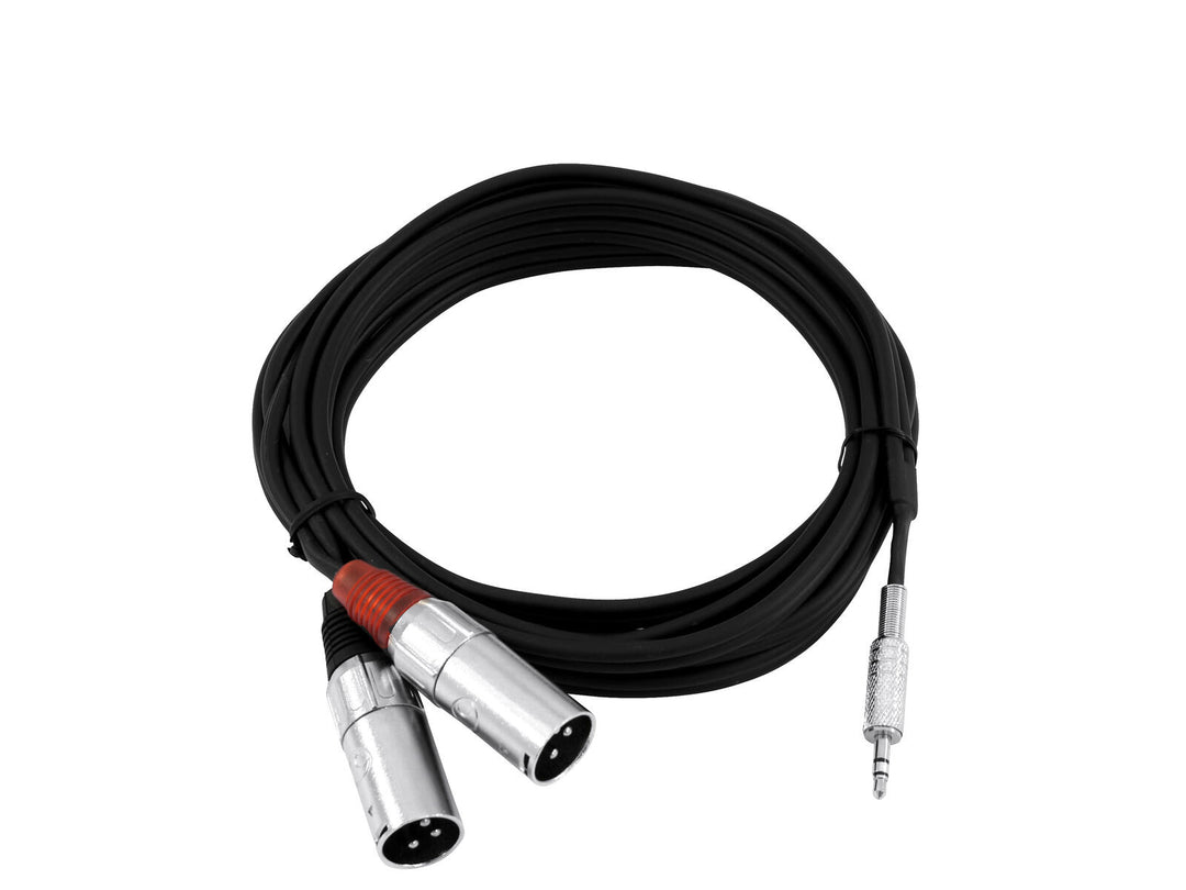 OMNITRONIC Adapterkabel 3.5 Klinke/2xXLR(M) 3m bk