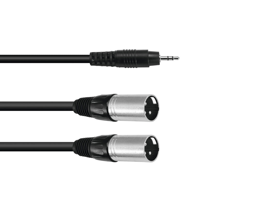 OMNITRONIC Adapterkabel 3.5 Klinke/2xXLR(M) 1.5m bk