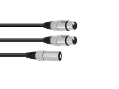 OMNITRONIC Adapterkabel XLR(M)/2xXLR(F) 0.5m bk