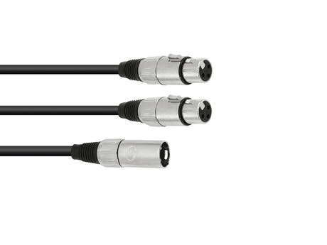 OMNITRONIC Adaptercable XLR(M)/2xXLR(F) 0.5m bk