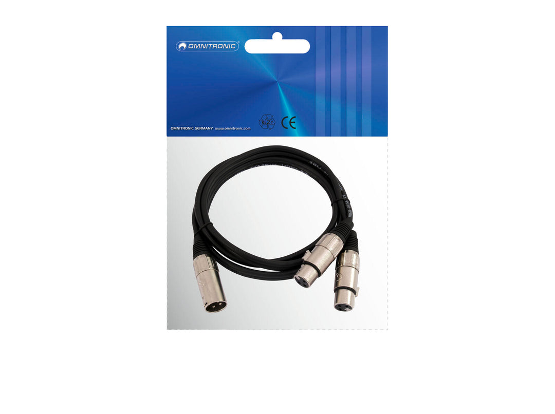 OMNITRONIC Adapterkabel XLR(M)/2xXLR(F) 0.5m bk