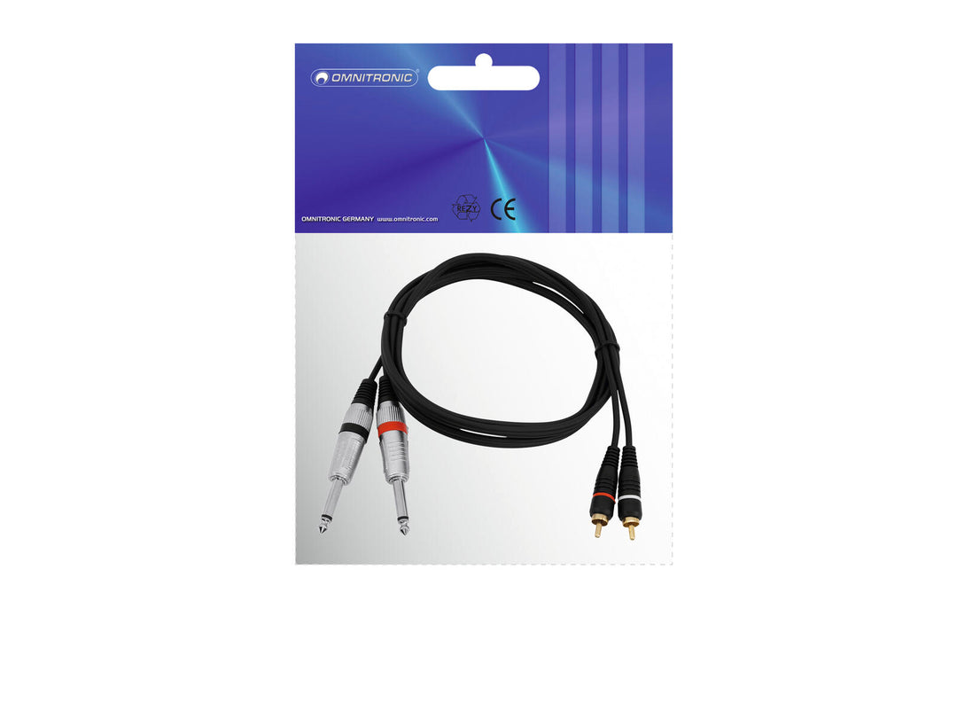 OMNITRONIC Adapterkabel 2xJack/2xRCA 1.5m bk