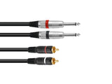 OMNITRONIC Adapter Cable 2xJack/2xRCA 3m bk