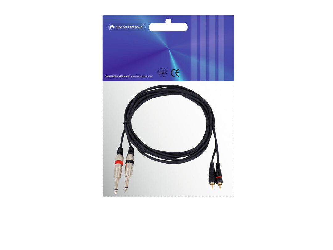 OMNITRONIC Adapterkabel 2xKlinke/2xRCA 3m bk